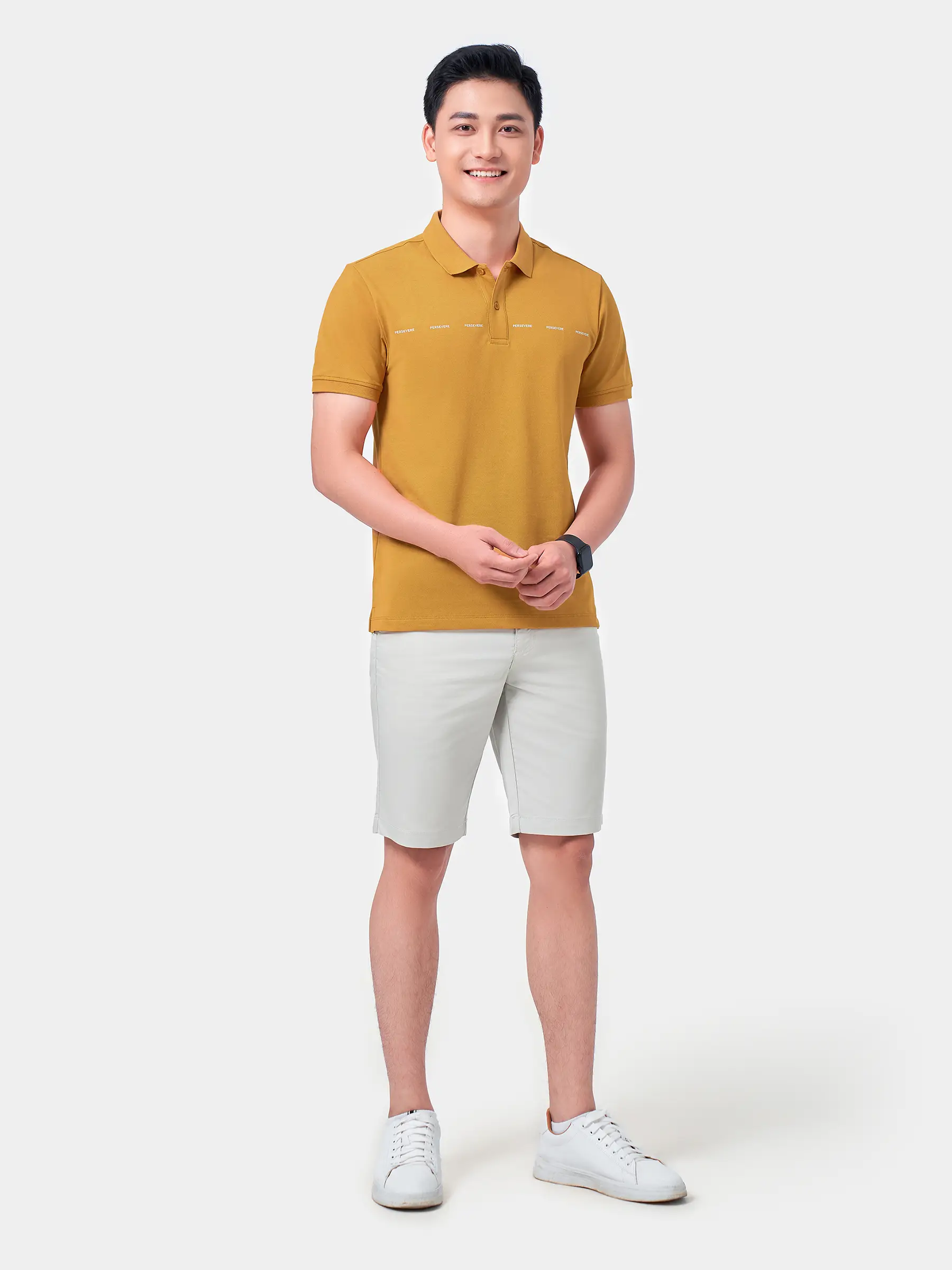 Áo Polo Nam 5S Fashion In Chữ PERSERVE APC24029